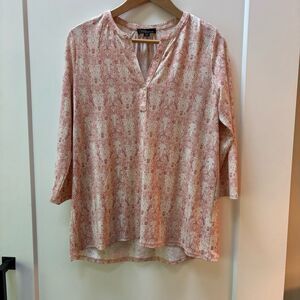 Dalia Blush & Cream Printed 3/4 Sleeve Top – Size M